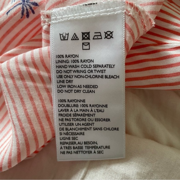 Free People Red White Pinstripe Palm Tree Print Side Ties Mini Dress Size Med - Picture 6 of 8